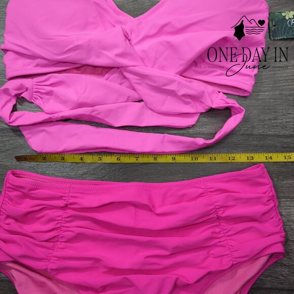 Blooming Jelly High Waist Halter Tie Wrap Bikini Swimsuit Size L - Picture 3 of 5